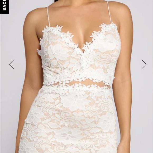 WOMANS LARGE WHITE CROCHET CHIC MINI DRESS - Picture 3 of 5